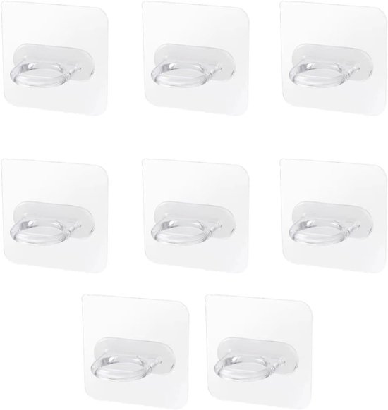 Pack of 8 Transparante Brilhouders - Wand Bevestiging - Multi-Purpose Ronde Haken - Acryl Ophang Sunglasses
