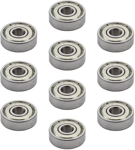 Pack van 10 kogellagers 626-2RS - 6mm x 19mm x 6mm - diepe groeflagers - dubbele afdichting - koolstofstaal - voorgeolied - bescherming tegen stof en water van Merkloos	