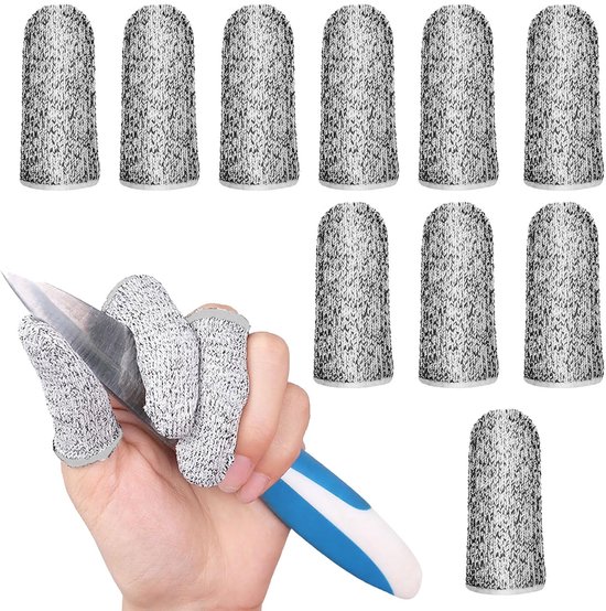 Pack van 10 Snijbestendige Vingerringen - Vingerbescherming voor Letsel - Herbruikbare Vingertopbescherming - Ademend Vingertopbescherming - Mouwen voor Werk - Keuken - Tuin - Beeldhouwen van Waowoo