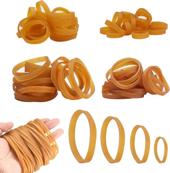 Pack van 100 - Rubber Ringen - Brede Gele - Duurzame en Scheurvaste Herbruikbare Huishoudelijke Rubber Ringen - Diverse Maten voor Huishoudelijk Gebruik - Vuilnisbak - Kantoorbenodigdheden - Bestanden van SmartProduct Tools