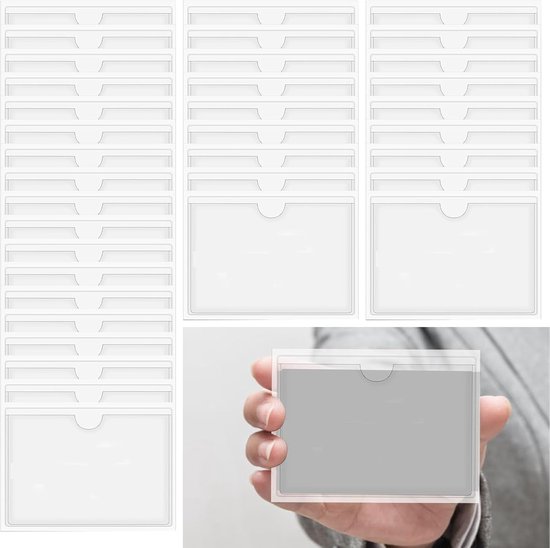 Pack van 36 Zelfklevende Labelhouders - Visitekaarten - 10 x 6 cm - Visitekaartmappen voor Kantoor, Thuis, School en Sorteren van Merkloos	