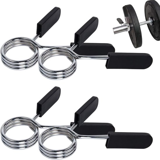 Pack van 4 Dumbbell Bars - Spring Clasp - Gewichtheffen Clamps voor Dumbbells - 30 mm Dumbbell Clasps - Fitness Accessoires - Gewichtheffen van Merkloos	