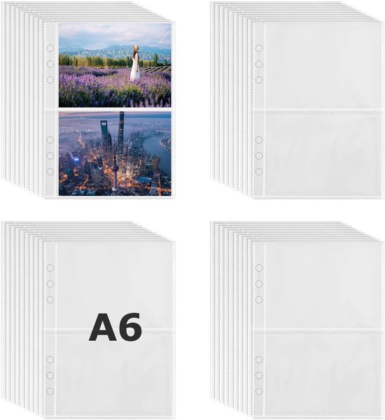 Pack van 40 Transparante Covers - A6 Binder Compartimenten - Budget Binders - Waterdichte Geld Binder Covers - Beschermende Bladcovers met 6 Gaten voor 6 Ring Binders van Merkloos	