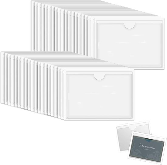 Pack van 40 Zelfklevende Labelhouders - Business Card Slots - Metaal voor Draadplanken - Prijslabels voor Goederen Markering van Merkloos	