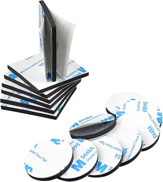 Pack van 60 Dubbelzijdige Plakpads - Super Plakkerige Schuim Pads - Extra Sterke Plakband - Vierkante Rond Waterdichte Heavy Duty Bevestigingspads voor Thuis, Kantoor, Auto, School, Zwart van Merkloos	