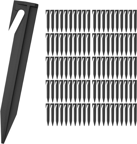 Pak van 100 palen geschikt voor robotmaaier tuinieren kamperen - Plastic bevestigingspalen van Merkloos	