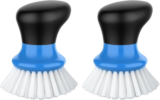 Palm Afwasborstel met Ergonomische Handgreep, Keukenborstel voor Pannenbak Schoonmaken, Blauw, Set van 2