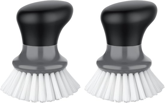 Palm Afwasborstel met Ergonomische Handgreep, Keukenborstel voor Pannenbak Schoonmaken, Grijs, Set van 2