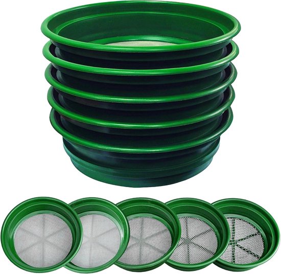 Pan Zeven Set - Graszaad Zeven - Tuinonderhoud - Stapelbaar Ontwerp - 5 Stuks - Groen