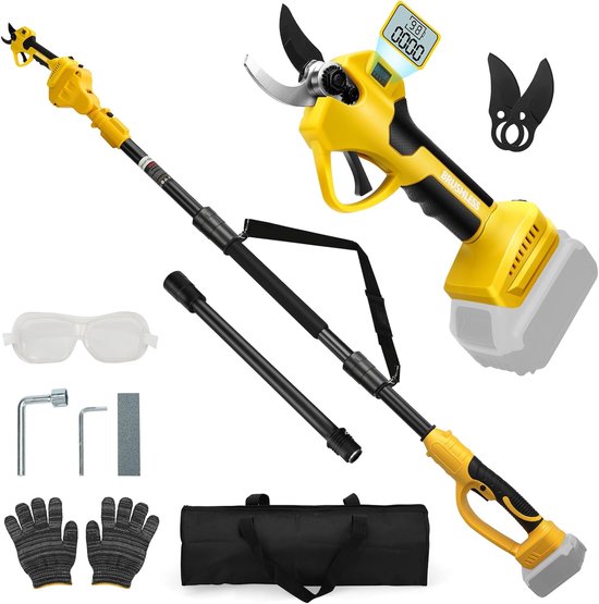 Panthem 2-in-1 accu-takkenschaar, telescopische elektrische snoeischaar, compatibel met Dewalt 18V 20V, maximaal bereik tot 4,1 m, 43 mm snijopening, borstelloze motor (zonder batterij en oplader)