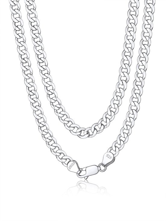 Pantserketting voor heren, 925 zilver, Cubaanse ketting, pantserketting, 3 mm/5 mm breed, sieraad, accessoire, ketting 36 cm tot 71 cm