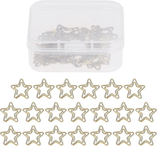 Paper clips - 20pcs goud - stervormige mini clips - bladwijzer - file manager voor kantoor - school - thuis - decoratie - 20 x 0.7 inch van Merkloos	