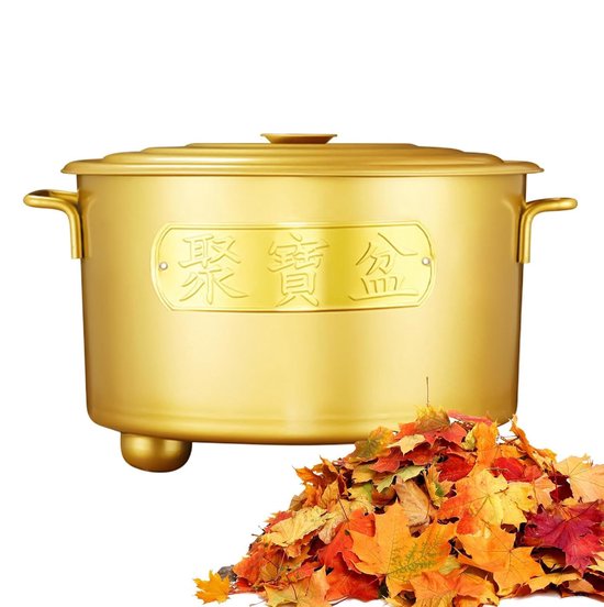 Papierbrander Oven - Verbrandingsoven Metaal - Buiten Afval Verwerken - Hittebestendig Roestvrij Staal - 25.5cm Hoog - Goud