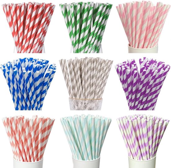 Papieren rietjes - wegwerp rietjes - feest rietjes van Merkloos	