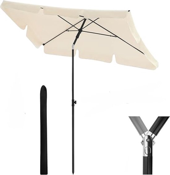 parasol, parasol, rechthoekige tuinparasol van polyester, met draagtas, zonder standaard, voor tuin, balkon en terras van VidaXL