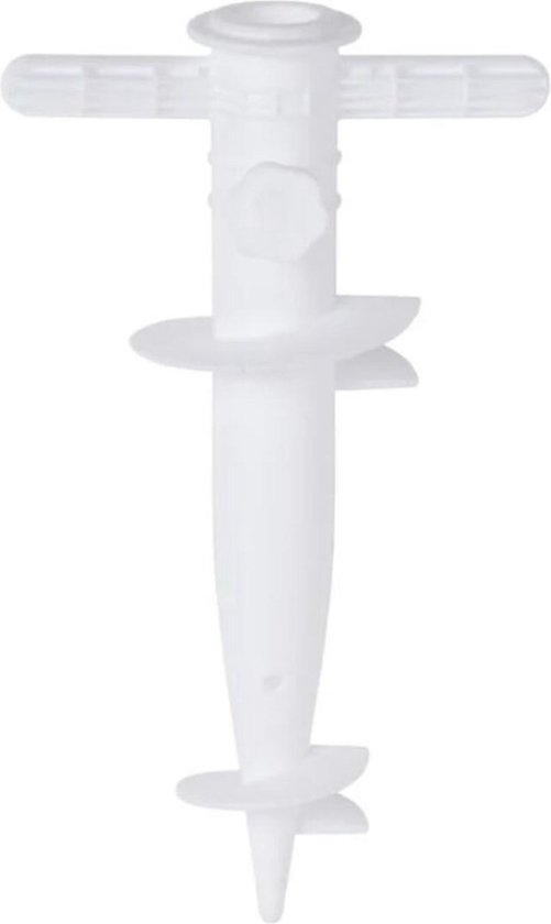Parasolhouder - Kunststof - Extra stevig in de grond - Schroef - Makkelijk draaien - Grondboor - Strand - Wit