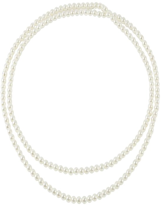 Parelketting 150 cm wit, mooie glazen halsketting 8 mm, veelzijdig draagbaar, voor Gatsby-feest, kostuum en accessoires voor dames