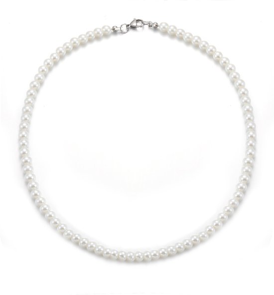 Parelketting heren dames halsketting witte ronde faux parelketting 40/45/50/55/60 cm lange parelketting parels sieraden geschenken voor mannen vrouwen