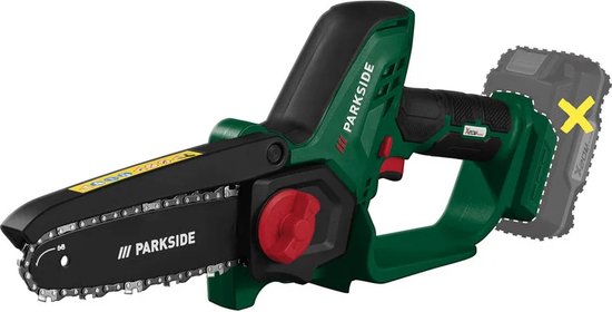 PARKSIDE® Accu-houtzaag 20V zonder accu - Kettingsnelheid: 8 m/s - Snijlengte: ca. 16 cm - Voor het snoeien van bomen en struiken en het versnipperen van groenafval van Parkside