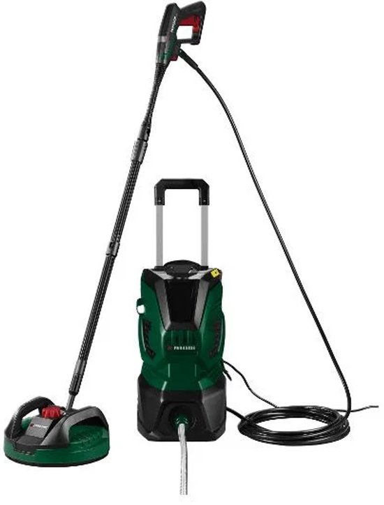PARKSIDE® Hogedrukreiniger 170 bar en oppervlaktereiniger - Debiet: max 500lu - Vermogen: 2400W - Energiebesparend automatisch start/stopsysteem - 10m anti twist hogedrukslang - Hoge mobiliteit door lichtgewicht constructie, grote wielen en handgreep van Parkside