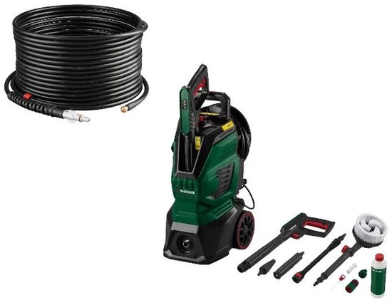 PARKSIDE® Hogedrukreiniger 170 bar met buisreinigingsset - Debiet: max 500l/u - Vermogen: 2400W - Energiebesparend automatisch start/stopsysteem - 10m anti twist hogedrukslang - Hoge mobiliteit door lichtgewicht constructie, grote wielen en handgreep van Parkside
