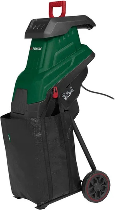 PARKSIDE® Messenhakselaar 2.400 W - Koppel: 12 Nm - Volume opvangzak: 45 l - 2 hoogwaardige omkeermessen - Overbelastingsbeveiliging met herstartbeveiliging - Beschermde aan/uit schakelaar van Merkloos	