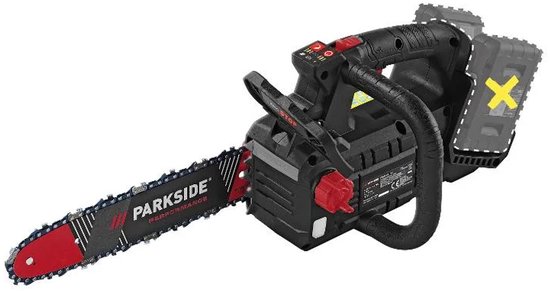 PARKSIDE PERFORMANCE® Accu-boomkettingzaag 40 V zonder accu en lader - Kettingsnelheid: max. 16 m/s - Zaagblad: 35 cm - Max. toerental (Stand 1 / Stand 2): 5900 min⁻¹ / 7200 min⁻¹ - Accessoires: 1x Kettingbescherming, 1x 180 ml Bio-kettingolie van Merkloos	