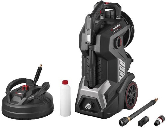 Parkside PERFORMANCE - Hogedrukreiniger 180 bar - Vermogen: 3000 W - Wateropbrengst: 600 l/u - Inclusief 4 opzetstukken zoals een turbovuilfrees, oppervlaktereiniger en schuimsproeier
