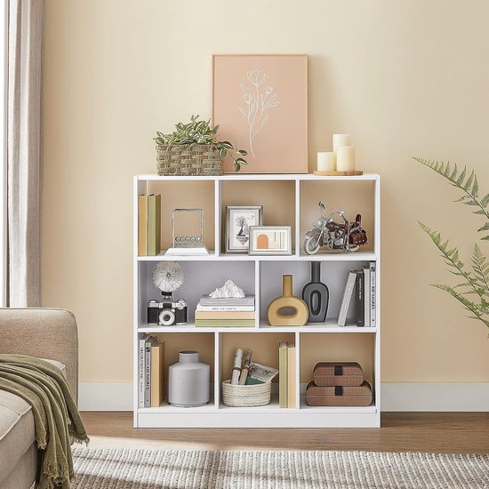 Parya Home - Boekenkast - Met open vakken - 8 vakken - Wit