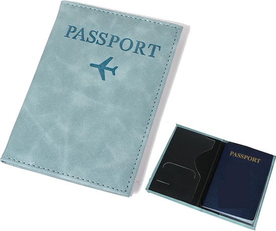 Passport Cover met RFID Blocking - Portable Universele Passport Organizer - Gepersonaliseerde Paspoorthouder voor Checkout - Credit Card - Boarding Pass (Blauw) - 14*10cm van Merkloos	