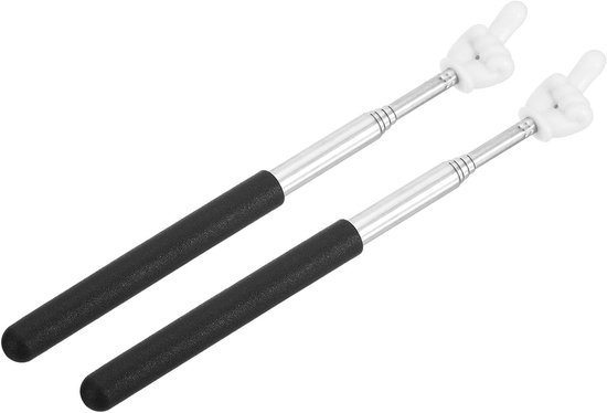 PATIKIL Telescopische leraren wijzer stok, 2 stuks klaslokaal whiteboard leraar hand vinger mini pointer voor presentatie luidspreker gids coach, zwarte stijl 1