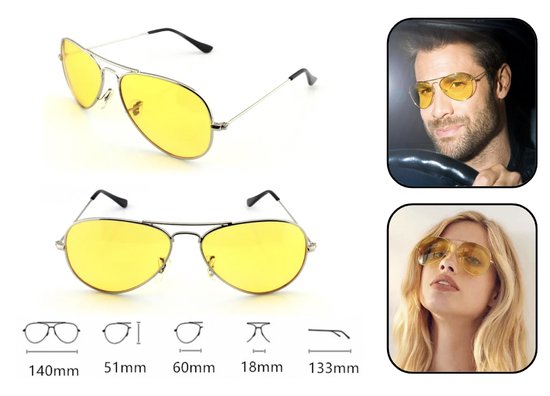 PD® - Piloten Nachtbril - Zonnebril Heren - Zonnebril Dames - Nachtbril Auto - Unisex van PD®