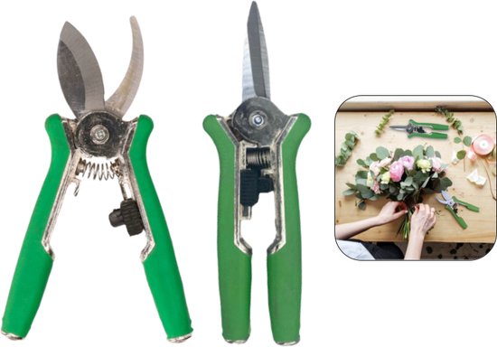 PD® - Snoeischaar Set - KROM + RECHT - Extra Scherp! -  Bloemenschaar - Plantenschaar - 15 cm - Schaar voor tuinieren van Merkloos	
