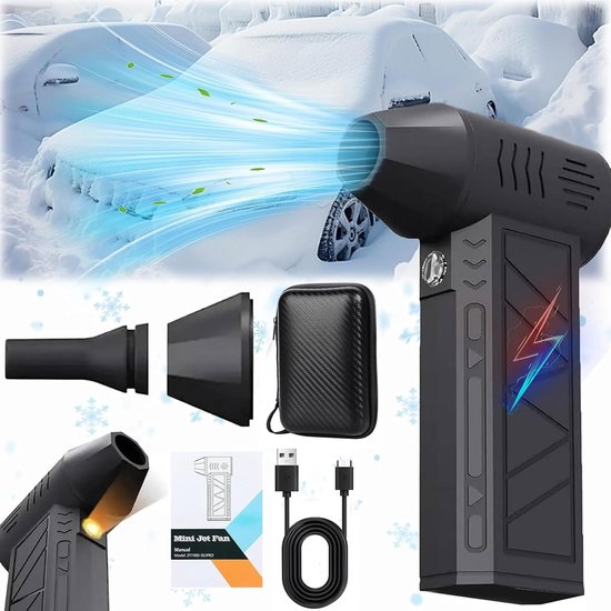 Persluchtblazer - 150.000 toeren per minuut, met LED-verlichting, 8000 mAh oplaadbare batterij, 4 instelbare snelheden, mini-blazer voor toetsenbord, computer, camera, auto, huis, 5 mondstukken