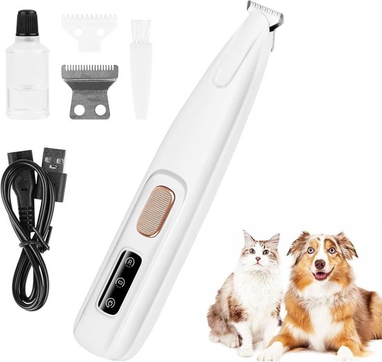 Pet Hair Trimmer with LED Light, Paw Trimmer for Dogs, Cats, Dogs, Clippers, Dog Paw Trimmer for Paws, Eyes, Ears, Face, Body van Merkloos	