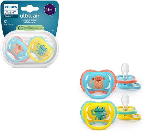 Philips Avent Ultra Air – Ademend en lichtgewicht fopspeen (18mnd+) – 2 stuks - SCF349/58 van Philips
