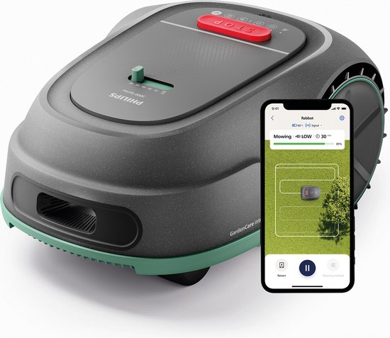 Philips robotmaaier 3000-serie - kruismaaien, GPS-mapping, slim maaien, regensensor, grijs (RSL3000/10) van Philips