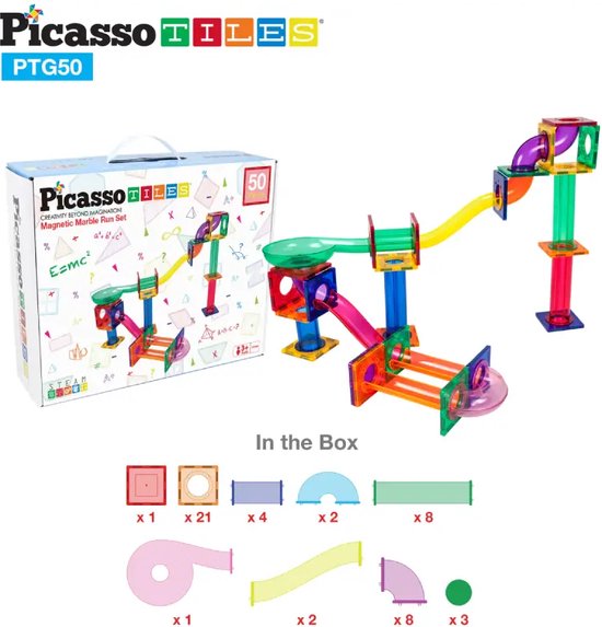 PicassoTiles 50-delige knikkerbaan bouwstenenset van PICA