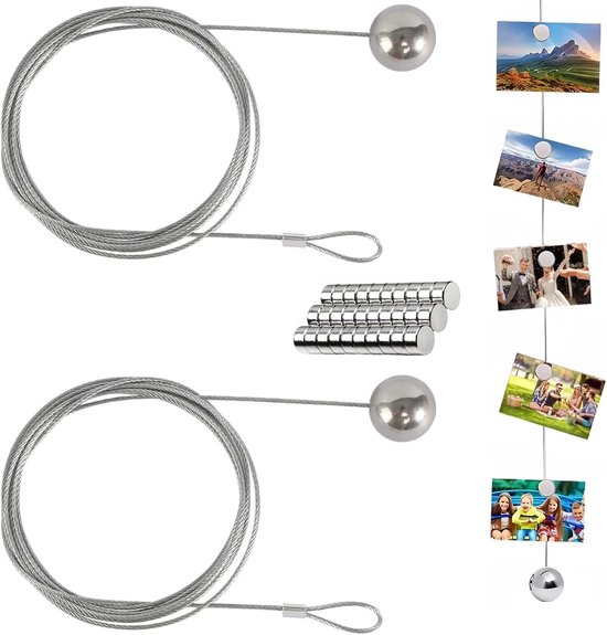 Picture Hanging Kit - 2.5M RVS Kabel - Duurzaam Metalen Draad voor Foto's en Spiegel Hanging - 2 Stuks van Merkloos	