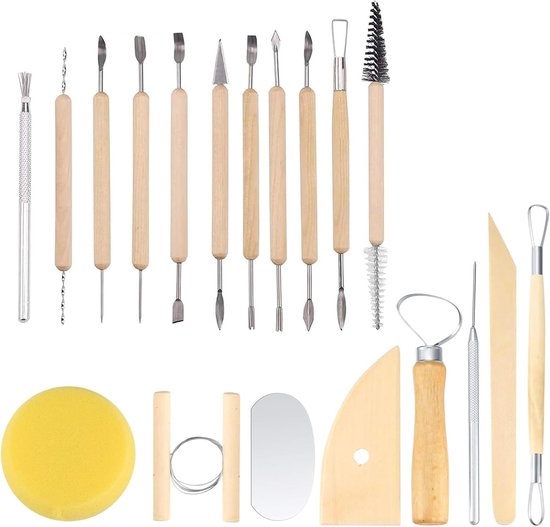 Piece Set Modeling Tools - Comprehensive Cutting Tool Set - Polymer Clay Tools - Potters Tools - Ceramics Tools for Crafts - Sculpture - Artists - Beginners van Merkloos	