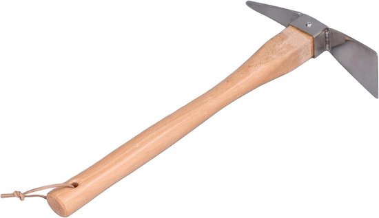 Pikhouweel Schoffel - Tuinbeitel Graafgereedschap - Bodem Losmaken - Dubbelkoppig Roestvrij Staal - 38.5 cm - Zilver