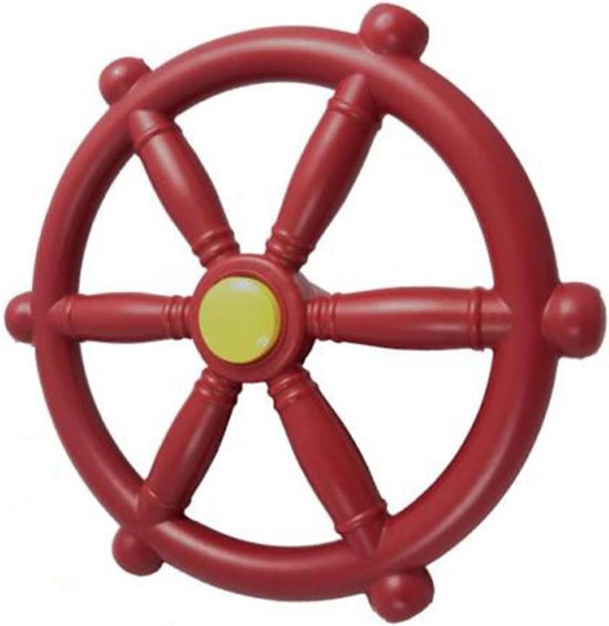 Piratenwiel Speelgoed - Scheepswiel Stuur - Buiten Spelen - Veilig Ontwerp - 30 cm Diameter - Rood