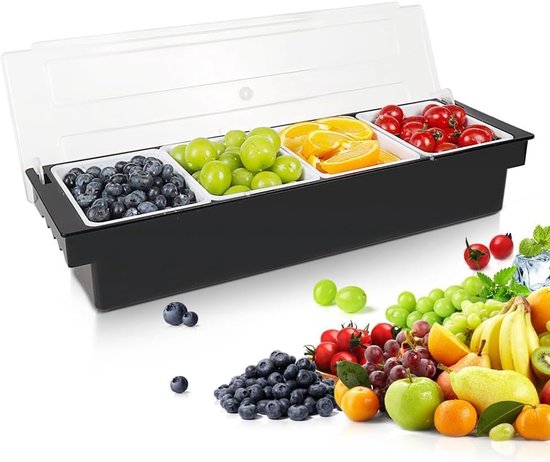 Pizza Toppings Station, Removable Reusable Pizza Ingredients Condiment Dispenser Seasoning Box for Home or Restaurant Pizza Topping Container(4 Compartments) van Lynslian