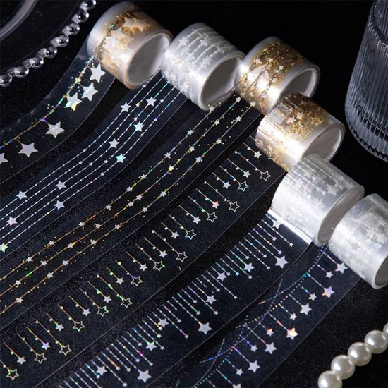 Plakband voor scrapbooking - 6 rollen - 2 m - romantische PET-plakband voor decoratief bullet journal - scrapbook - handwerk - fotoalbums van NETUME