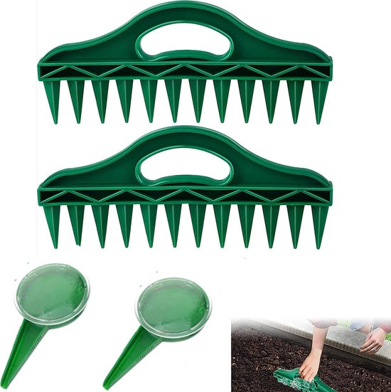 Plantenbak - 4 stuks - tuingereedschap - Garden Seed Dibber Drill afstandhouder - bodem 12 gaten - afstandhouders - verstelbare zaaddispenser - zaden uien - voor het planten van zaden en planten - Groen van Merkloos	