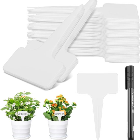 Plantenetiketten, bloem- en tuinetiketten, inlegvellen voor groeiregistratiekaarten, bloempotetiketten, kaskaarten, wit, 200 stuks met pennen van Soledi