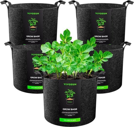 Plantenkweekzakken - Kweekzakken - Planten Kweken - Verstevigd Handvat - 40L - Grijs