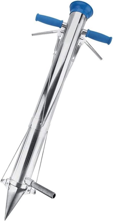 Plantenplanter Lange Steel - Zaaitool Tuin - Zonder Buigen Planten - Met Handige Plunger - 7.5 cm Doorsnede - Zilverkleurig
