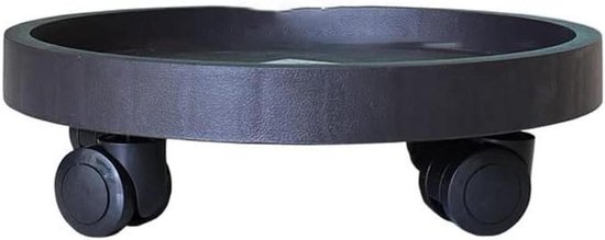 Plantenschotel met wieltjes - Bloempot verrijder - Planten verplaatsen - Stabiele harsconstructie - 25cm diameter - Zwart