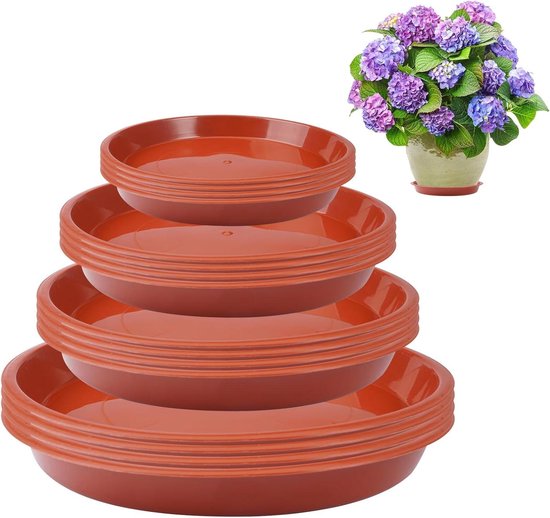Plantenschotel Set voor Tuin en Binnen, Ronde Bloempot Schotels 16 Stuks in Verschillende Maten